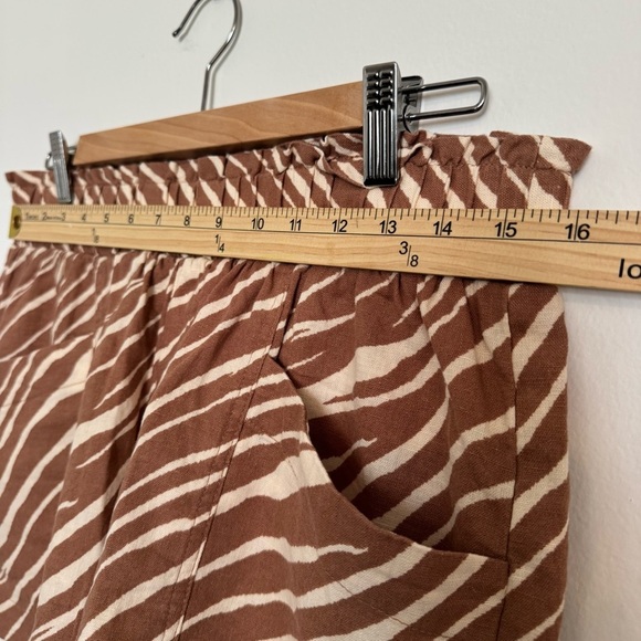 Linen Blend Blazer Shorts Suit Set Brown Zebra Natural Comfort Size M - Picture 10 of 11